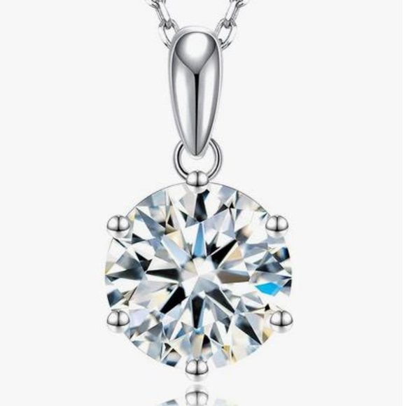#Certified 5ct. t.w. Moissanite Diamond Solitaire Necklace...